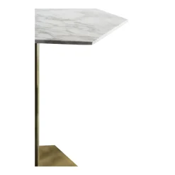 Tavolo bistrot Ted con struttura in ottone e piano in marmo Calacatta