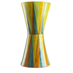 Tavolo con decoro a rombi a rombi multicolore lucido in ceramica