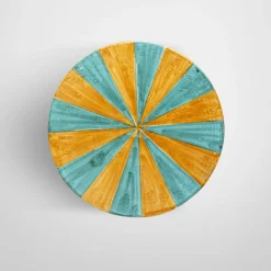 Tavolo con decoro a rombi a rombi multicolore lucido in ceramica