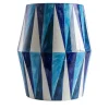 Tavolo con decoro a rombi bianchi e blu lucido in ceramica