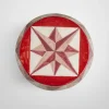 Tavolo con decoro a rombi bianchi e rossi lucido in ceramica