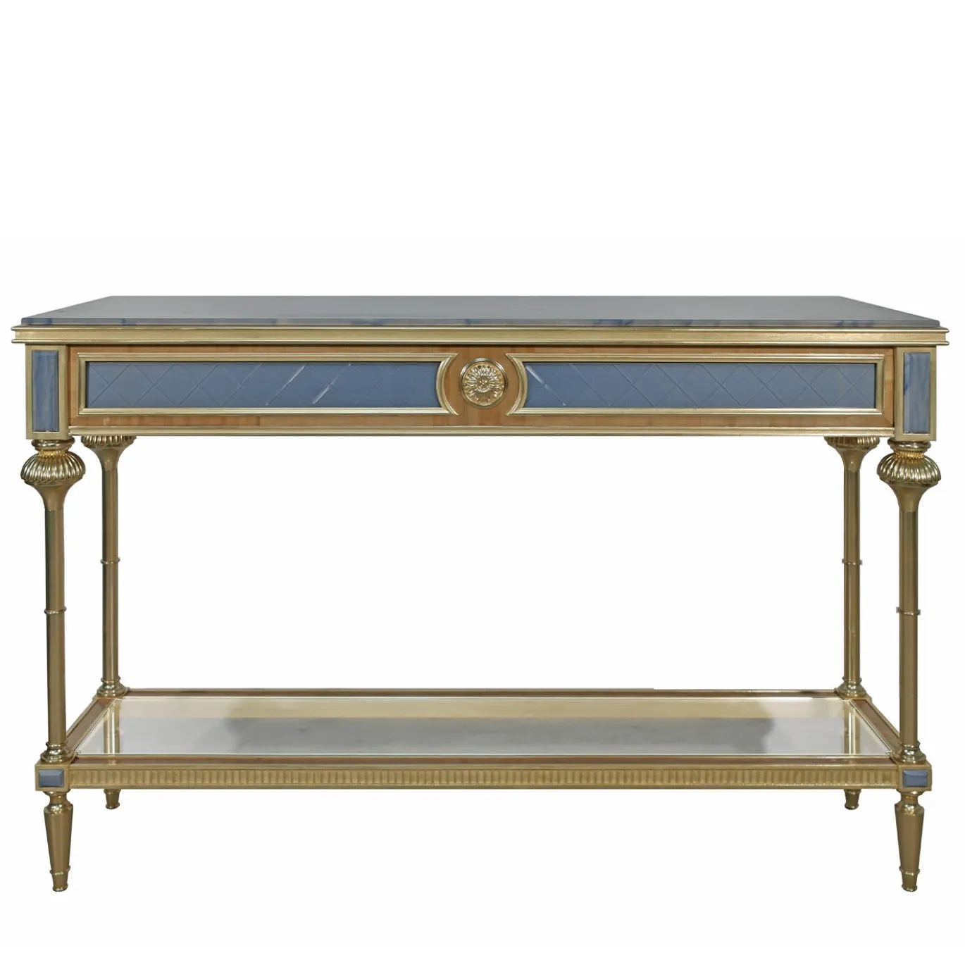 Tavolo consolle lungo in foglia d'oro