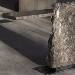 Tavolo consolle Strata in alabastro grigio