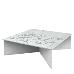 Tavolo da Caffè Quadrato MM Big in Marmo Bianco Carrara e Resina Cementizia Verde