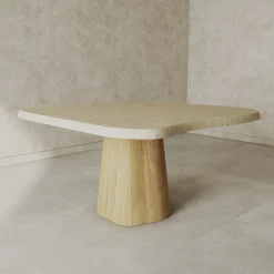 Tavolo da pranzo Alicudi in travertino e rovere