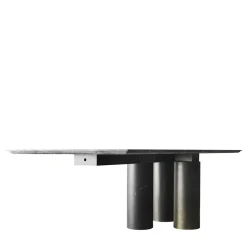 Tavolo da pranzo Arcaico con top e 4 basi cilindriche in Nero Marquina