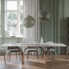 Tavolo da pranzo Arco Glossy Fior di Pesco Marmo e Noce Canaletto