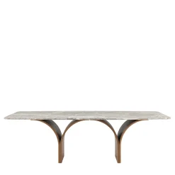 Tavolo da pranzo Arco Glossy Fior di Pesco Marmo e Noce Canaletto