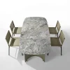 Tavolo da pranzo Butterfly con base in pelle e top in gres porcellanato