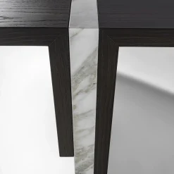 Tavolo da pranzo Cosmo in legno impiallacciato marrone e marmo bianco