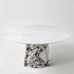 Tavolo da pranzo Elitra in marmo Calacatta viola e piano in marmo bianco di Carrara
