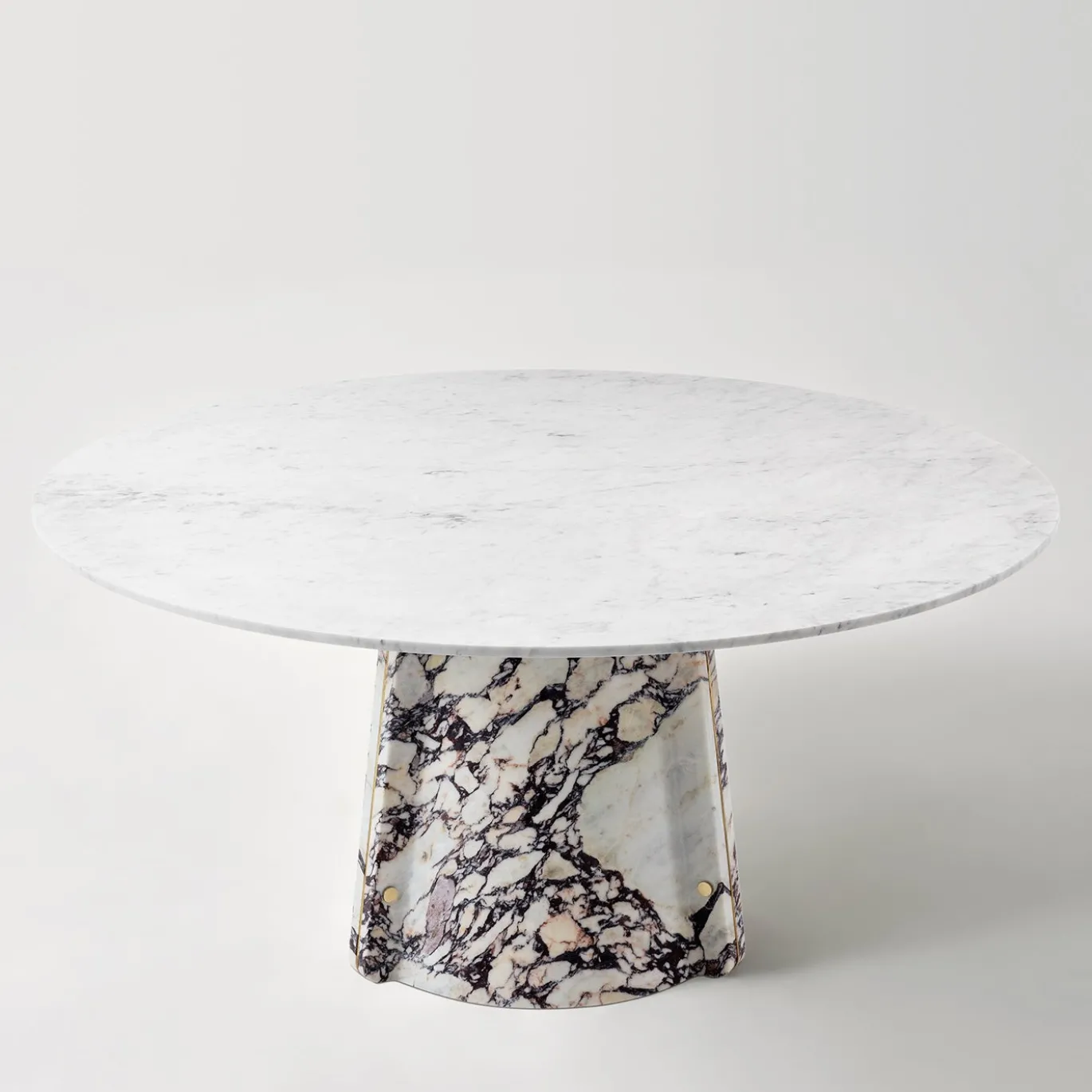 Tavolo da pranzo Elitra in marmo Calacatta viola e piano in marmo bianco di Carrara