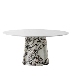 Tavolo da pranzo Elitra in marmo Calacatta viola e piano in marmo bianco di Carrara