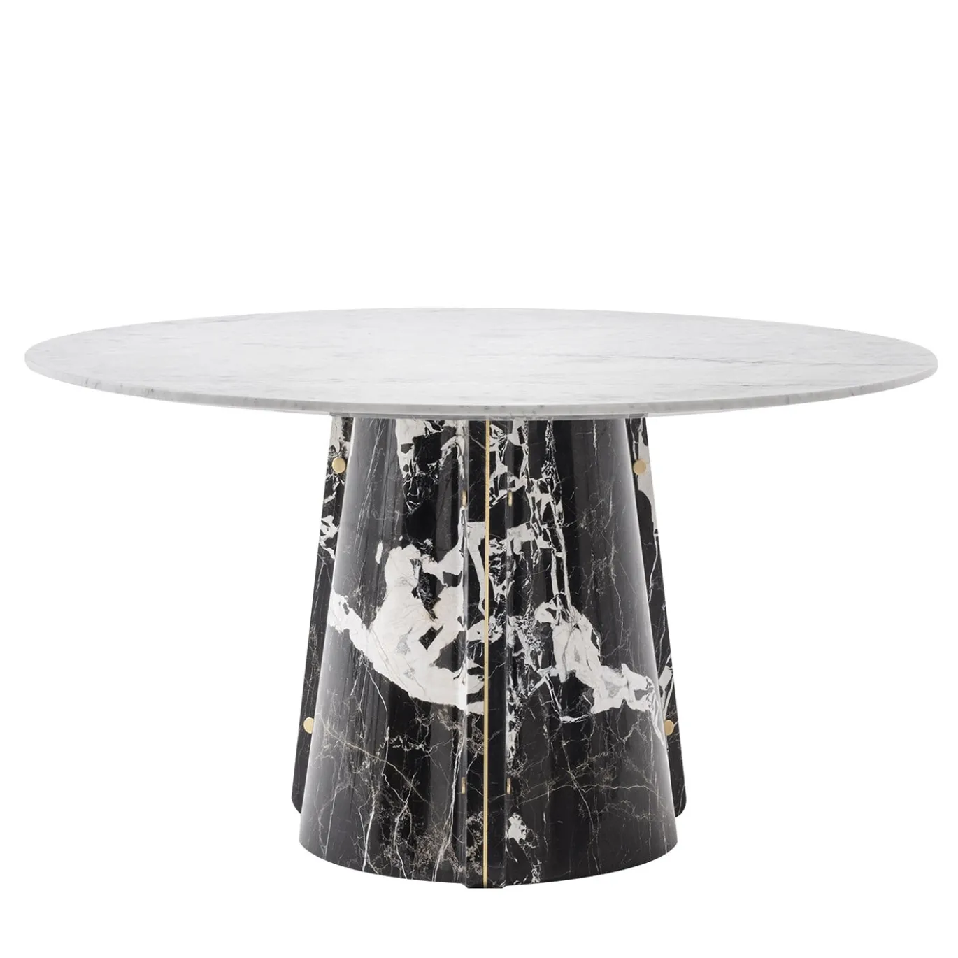 Tavolo da pranzo Elitra in marmo Grand Antique nero con piano in marmo bianco di Carrara