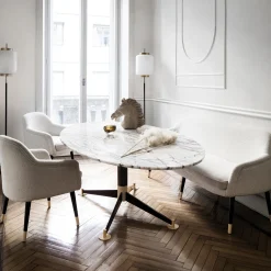 Tavolo da pranzo Filippo Dinner con top in marmo Dover White