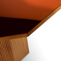 Tavolo da pranzo Gino 140 in vetro e legno arancione