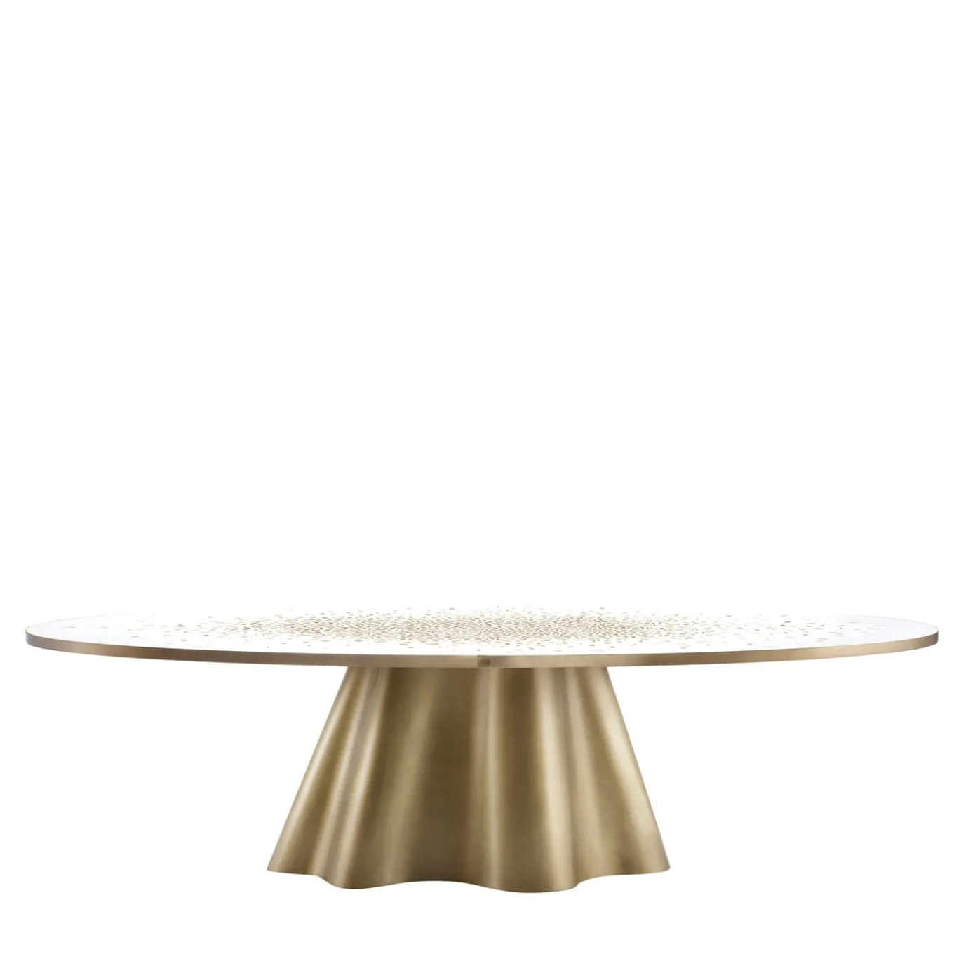 Tavolo da pranzo in terrazzo veneziano e ottone Vela di R&D De Castelli