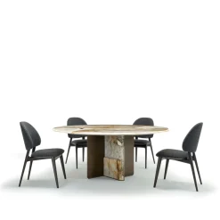 Tavolo da pranzo Kalos ED/50 604-180 con Lazy Susan in marmo Patagonia