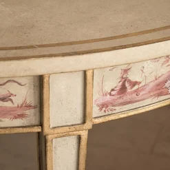 Tavolo da pranzo Manin verde mela con decori cineserie viola