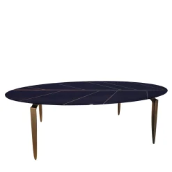 Tavolo da pranzo Mesa foglia in legno di ebano blu e bronzo