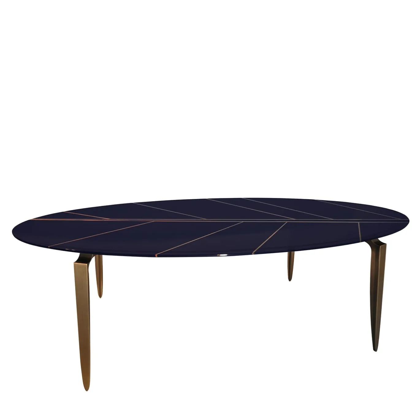 Tavolo da pranzo Mesa foglia in legno di ebano blu e bronzo