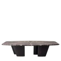 Tavolo da pranzo Mistral con base in legno di frassino e top in marmo Rosso Levanto
