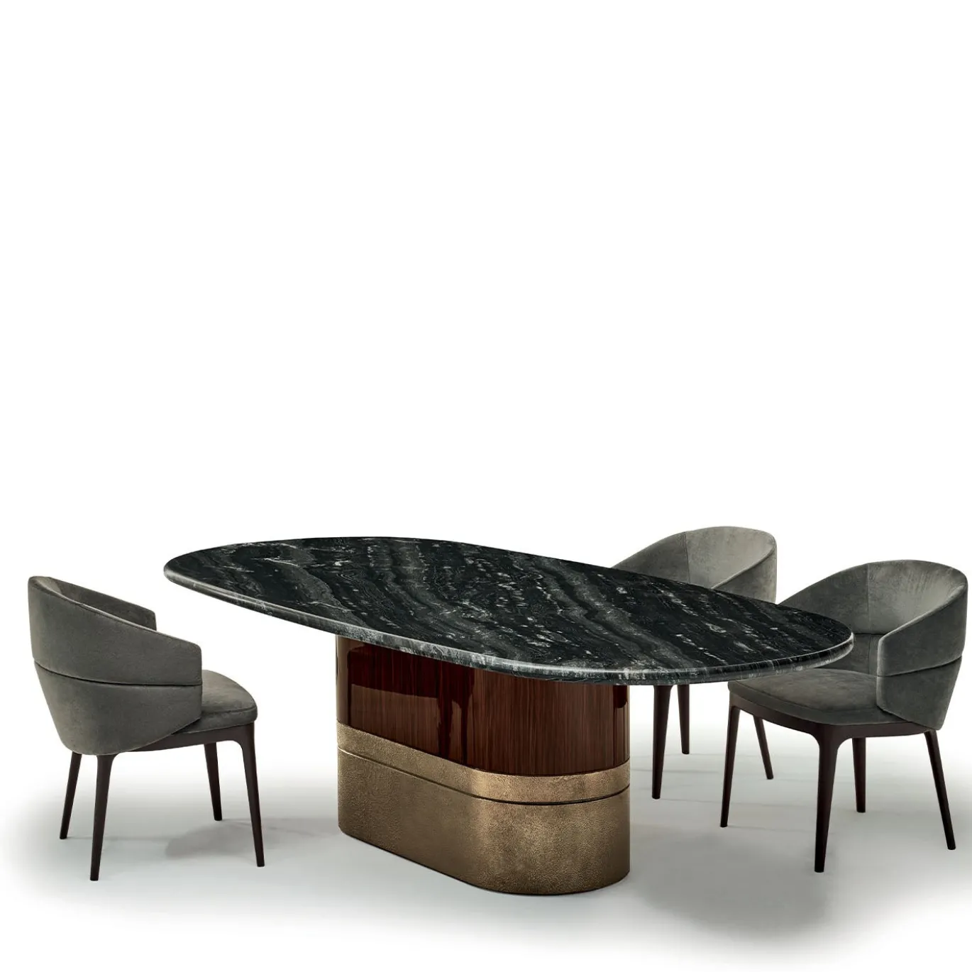 Tavolo da pranzo ovale Alma-Decor ED/50 669 con piano in marmo Silver Paradiso