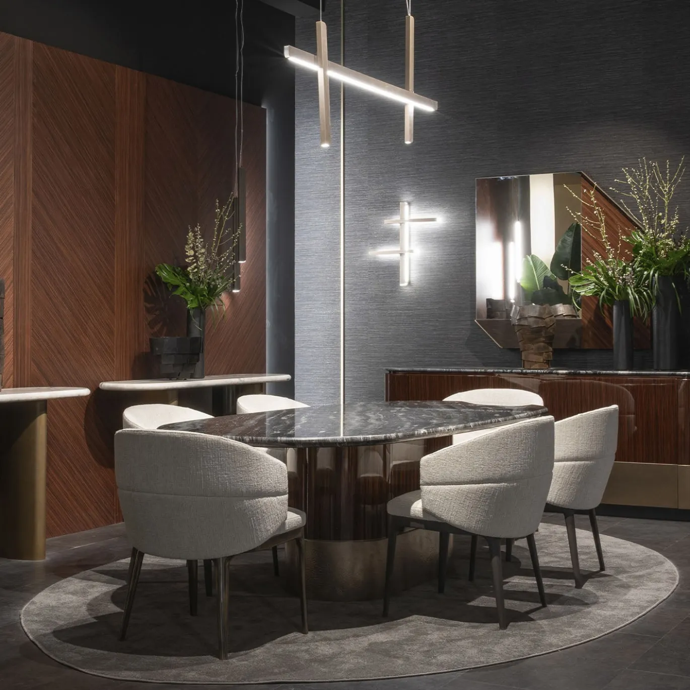 Tavolo da pranzo ovale Alma-Decor ED/50 669 con piano in marmo Silver Paradiso