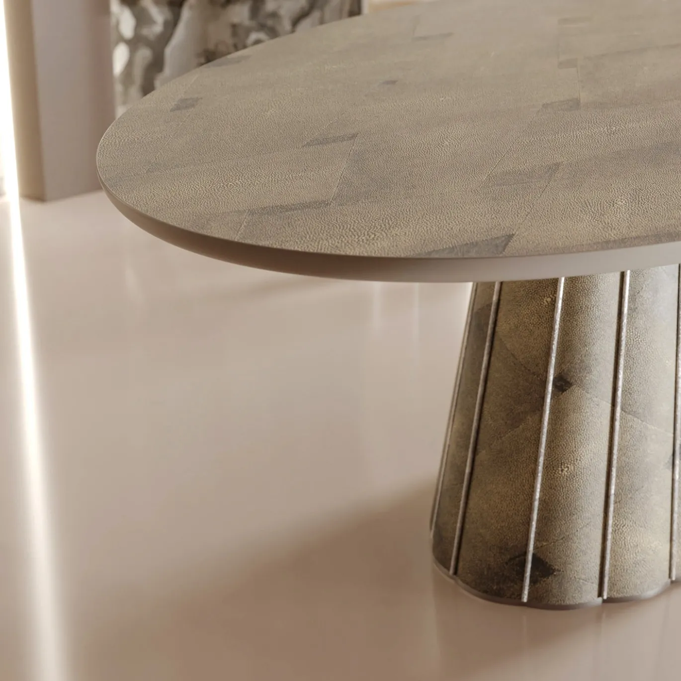 Tavolo da pranzo ovale Eos in legno grigio