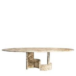 Tavolo da pranzo ovale in marmo beige CC