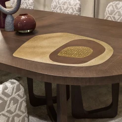 Tavolo da pranzo ovale Philosophy con intarsio in ottone