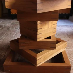 Tavolo da pranzo quadrato Corinto in vetro e legno di ciliegio