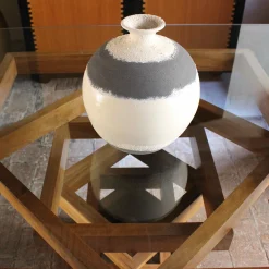 Tavolo da pranzo quadrato Corinto in vetro e legno di ciliegio