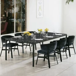Tavolo da pranzo rettangolare Gessato in marmo Marquinia nero