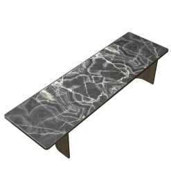 Tavolo da pranzo rettangolare in legno e marmo nero Marquina