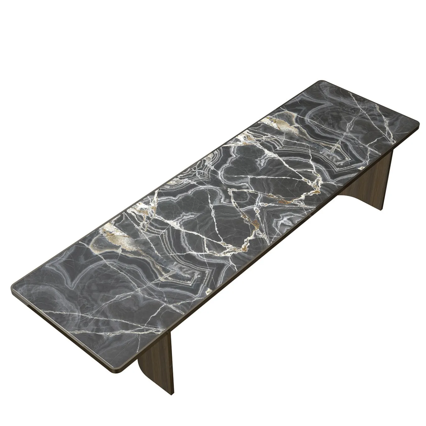 Tavolo da pranzo rettangolare in legno e marmo nero Marquina