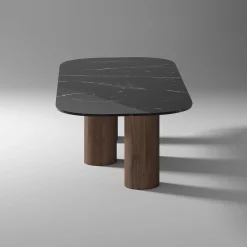 Tavolo da pranzo rettangolare Marina in marmo nero Marquina di Renato Zamberlan