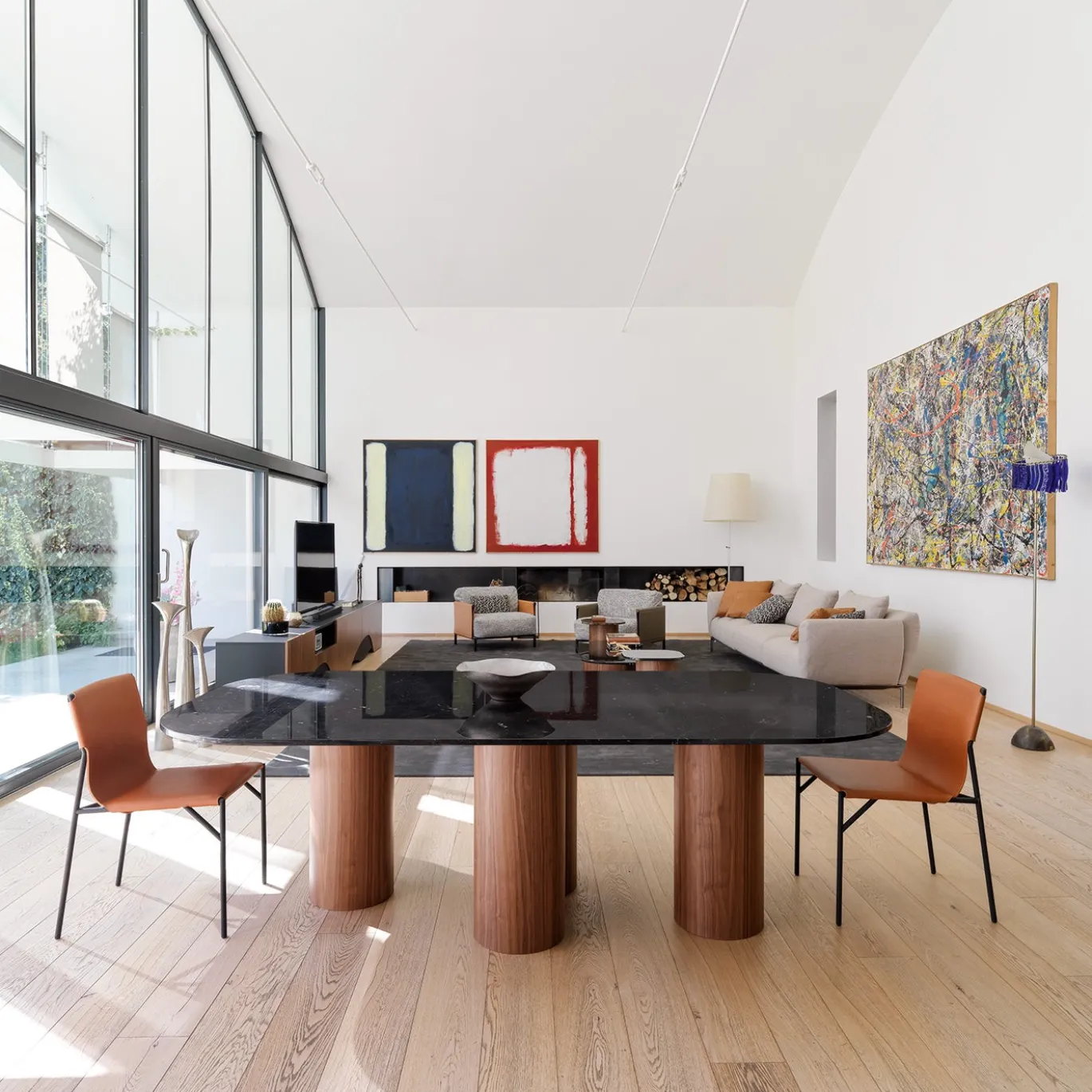 Tavolo da pranzo rettangolare Marina in marmo nero Marquina di Renato Zamberlan