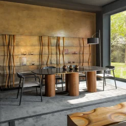 Tavolo da pranzo rettangolare Marina in marmo nero Marquina di Renato Zamberlan