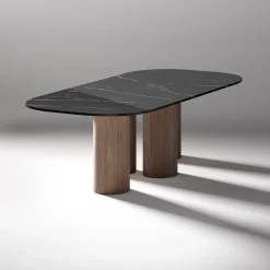 Tavolo da pranzo rettangolare Marina in marmo nero Marquina di Renato Zamberlan