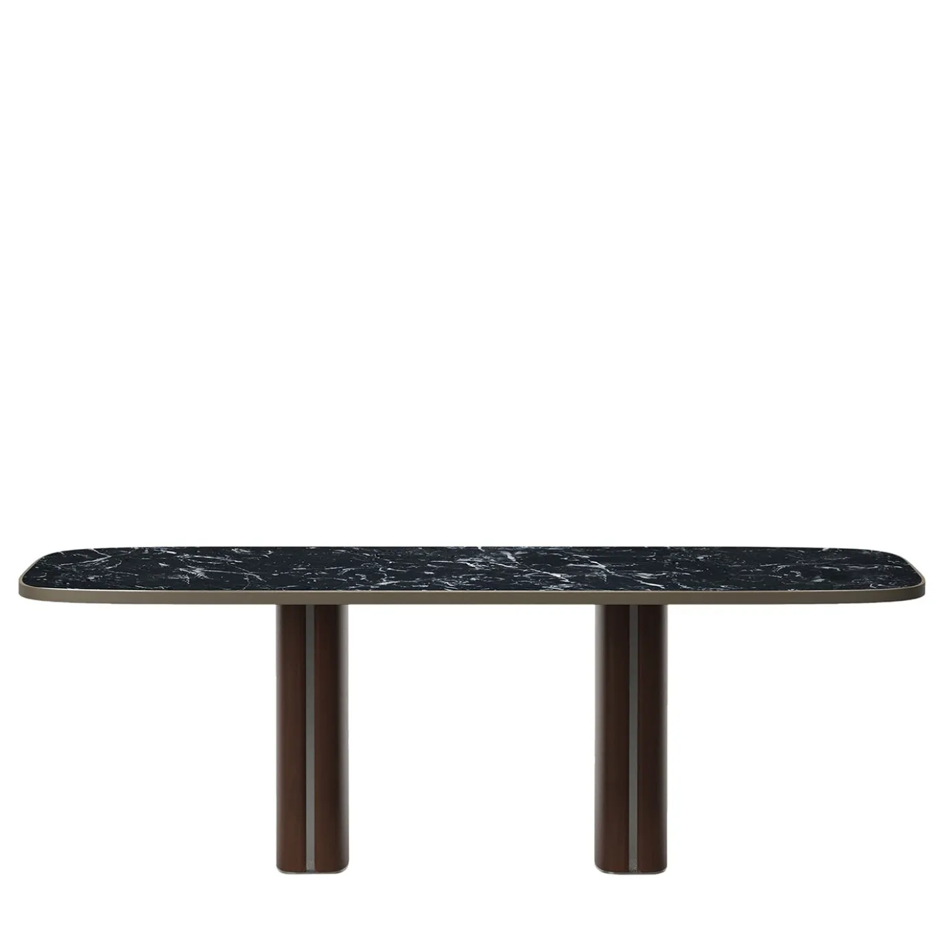 Tavolo da pranzo rettangolare Trafalgar con top in marmo Marquina di Marco Piva