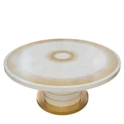 Tavolo da pranzo rotondo Aurum bianco con base dorata
