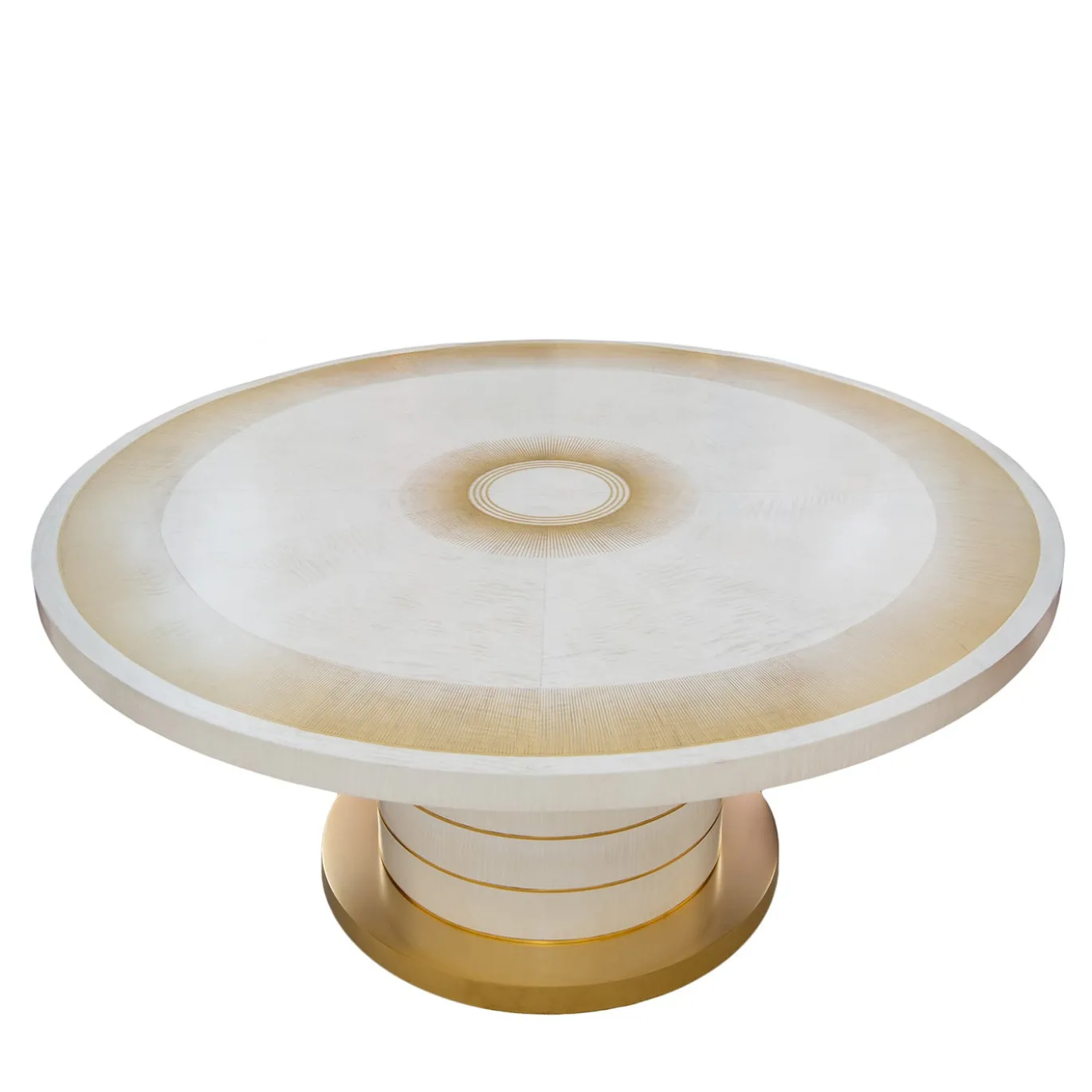 Tavolo da pranzo rotondo Aurum bianco con base dorata