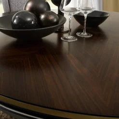 Tavolo da pranzo rotondo con lazy susan in marmo Emperador