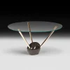 Tavolo da pranzo rotondo con piano in vetro Rays
