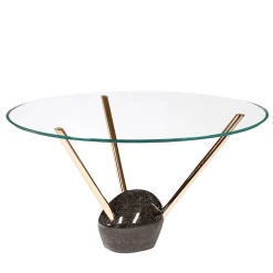 Tavolo da pranzo rotondo con piano in vetro Rays