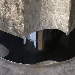 Tavolo da pranzo rotondo Fulcro in alabastro grigio