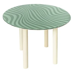 Tavolo da pranzo rotondo in vetro verde Stripes Optical