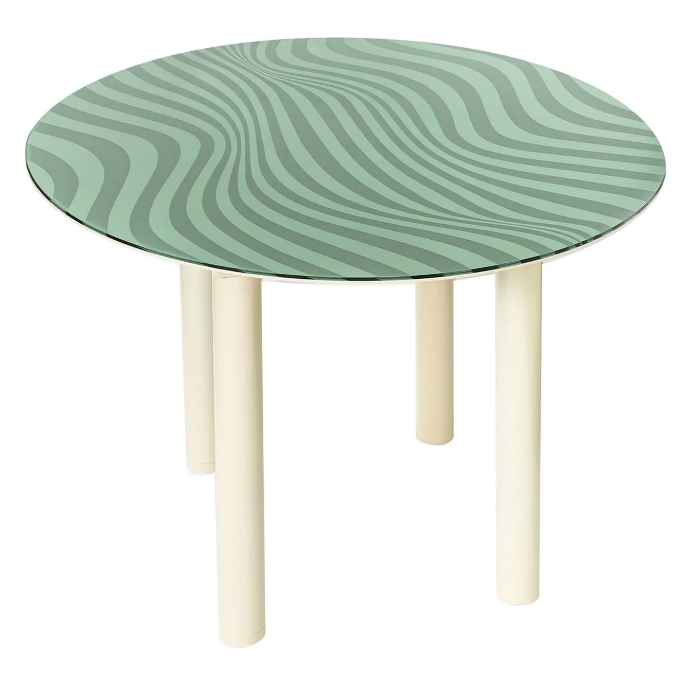 Tavolo da pranzo rotondo in vetro verde Stripes Optical