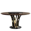 Tavolo da pranzo rotondo Lazy Susan nero e marrone